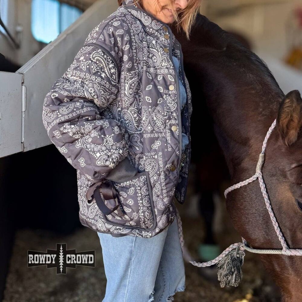 Paisley Anne Quilted Western Snap Puffer Jacket - Picture 2 of 6